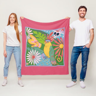 Frida Kahlo Parrot Graphic Fleecefilt