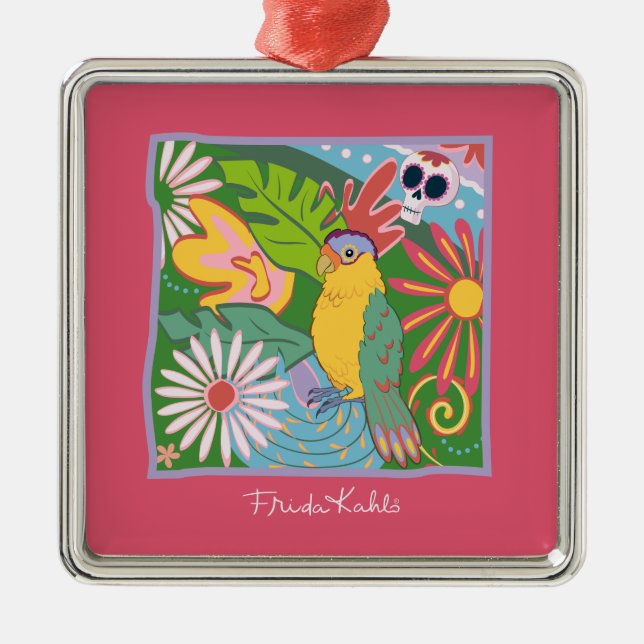 Frida Kahlo Parrot Graphic Julgransprydnad Metall (Framsidan)