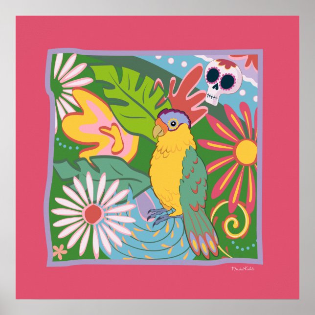 Frida Kahlo Parrot Graphic Poster (Framsidan)