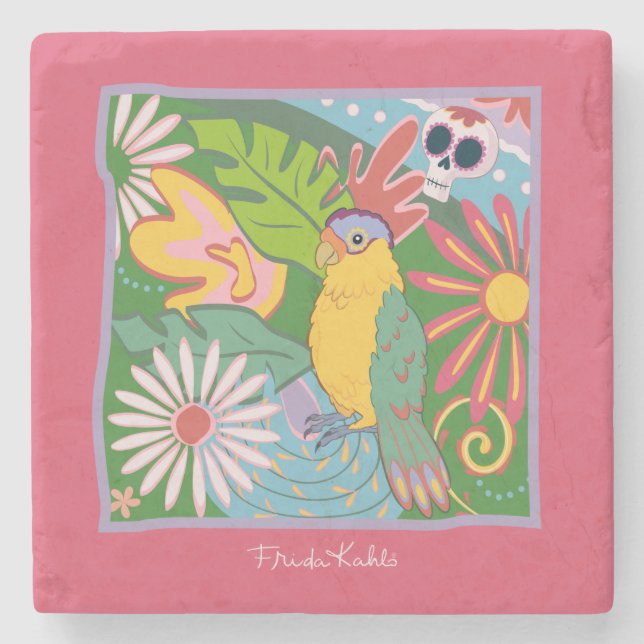 Frida Kahlo Parrot Graphic Stenunderlägg (Framsidan)