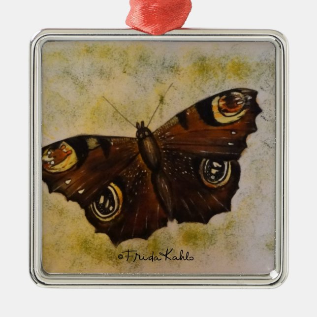 Frida Kahlo Pasent Butterfly Julgransprydnad Metall (Framsidan)