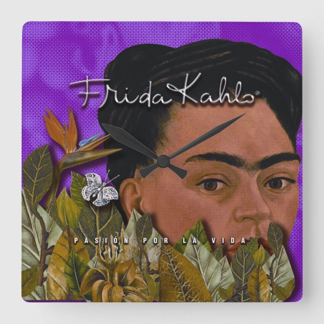 Frida Kahlo Pasion Por La Vida Fyrkantig Klocka (Framsida)