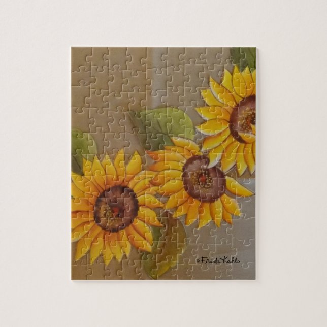 Frida Kahlo Patavlade Sunblommor Pussel (Vertikal)