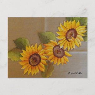 Frida Kahlo Patavlade Sunblommor Vykort