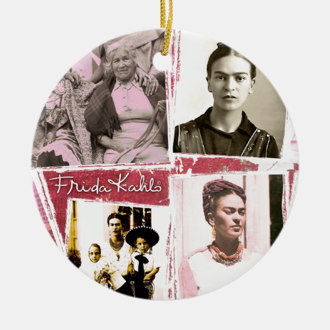 Frida Kahlo Photo Montage Julgransprydnad Keramik (Framsidan)