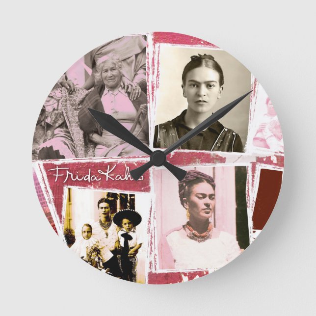 Frida Kahlo Photo Montage Rund Klocka (Framsida)