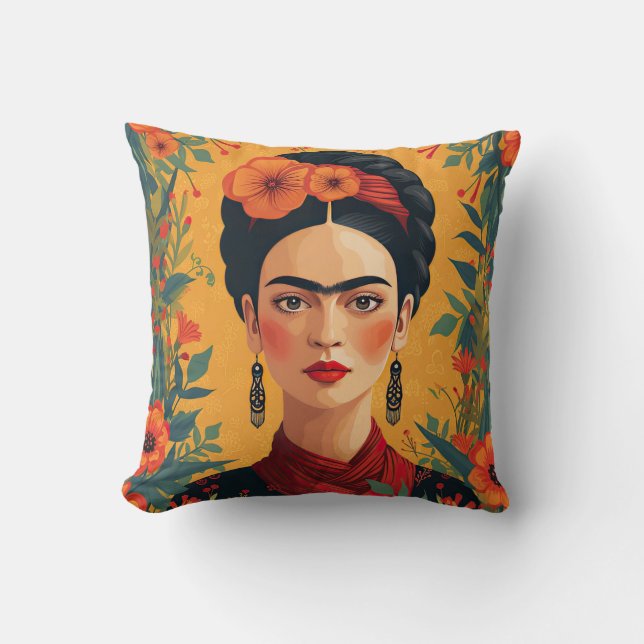 Frida Kahlo Pillow, Cushion, Frida Decor Kudde (Framsida)