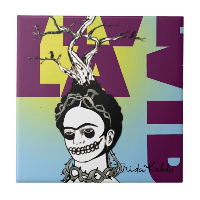 Frida Kahlo Pop Art Porträtt Kakelplatta (Framsidan)
