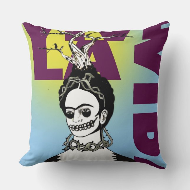 Frida Kahlo Pop Art Porträtt Kudde (Framsida)