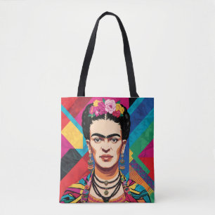 Frida Kahlo Pop Art-porträtt – Levande färger Tygkasse