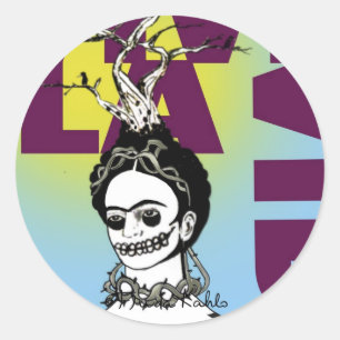 Frida Kahlo Pop Art Porträtt Runt Klistermärke