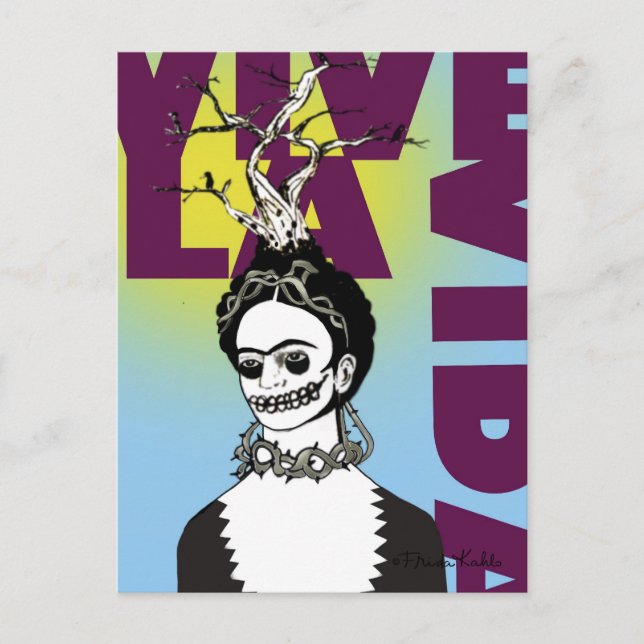 Frida Kahlo Pop Art Porträtt Vykort (Framsida)