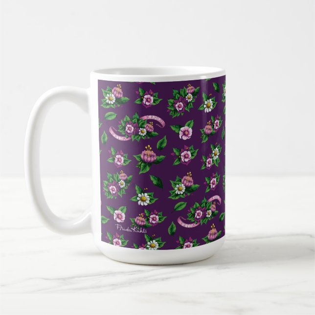 Frida Kahlo | Purlpe blom- bukettmönster Kaffemugg (Vänster)
