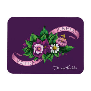 Frida Kahlo purpurfärgad blom- bukett Magnet