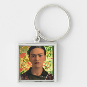 Frida Kahlo Reflejando Fyrkantig Silverfärgad Nyckelring