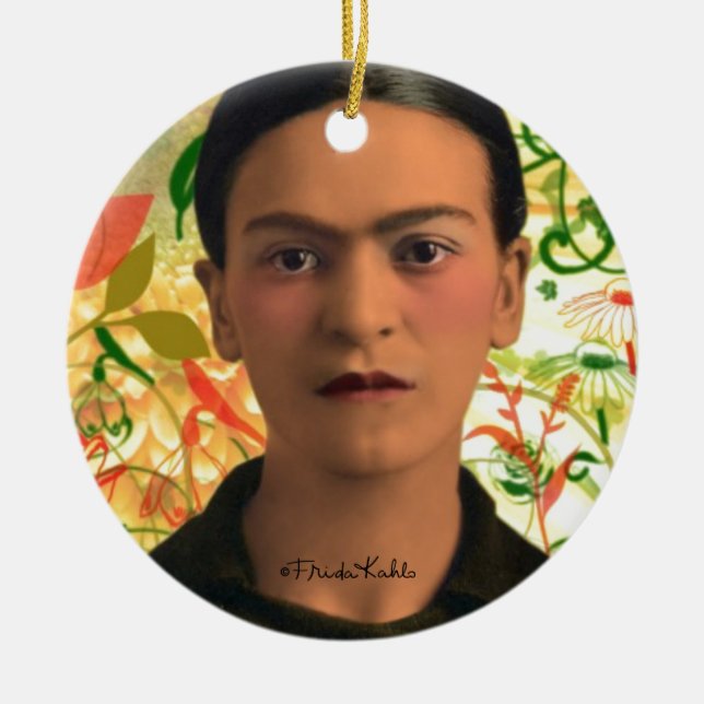 Frida Kahlo Reflejando Julgransprydnad Keramik (Framsidan)