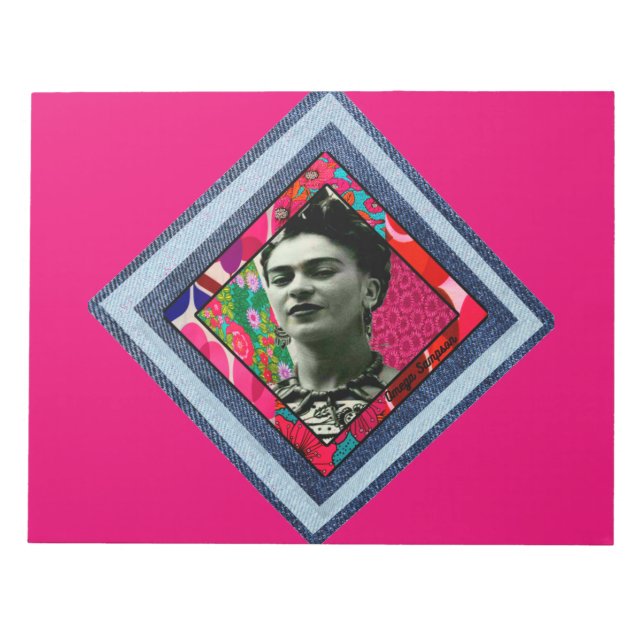 Frida Kahlo Retro Denim Diamond Anteckningsblock (Framsida)