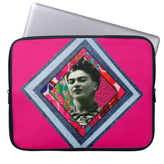Frida Kahlo Retro Denim Diamond Laptop Fodral (Framsidan)
