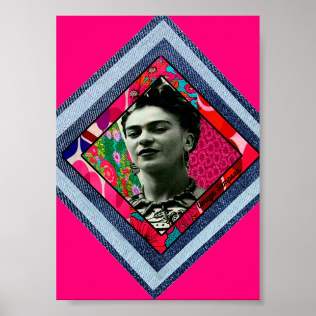 Frida Kahlo Retro Denim Diamond Poster (Framsidan)