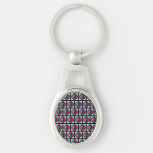 Frida Kahlo Retro Rosa Denim Ovalt Silverfärgad Nyckelring