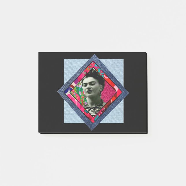 Frida Kahlo Retro Rosa Denim Post-it Block (Framsida)