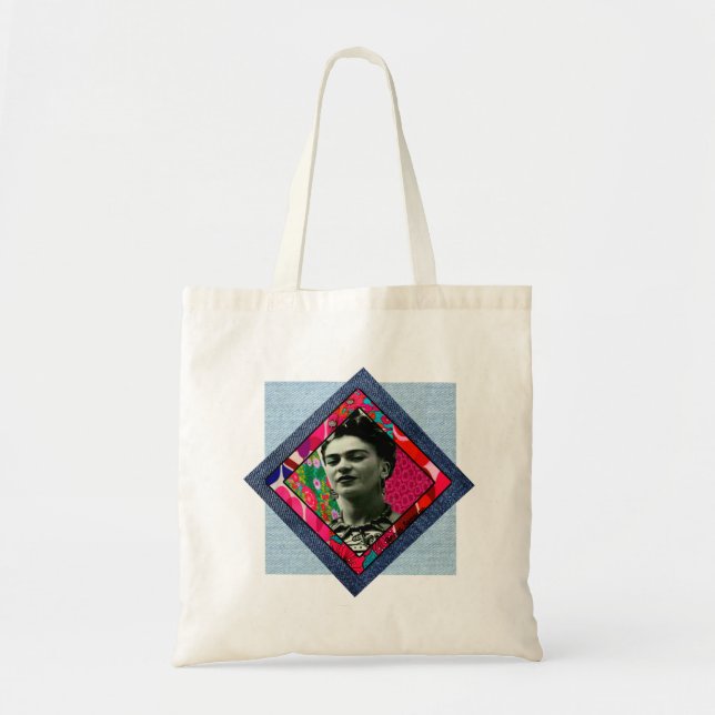 Frida Kahlo Retro Rosa Denim Tygkasse (Framsidan)