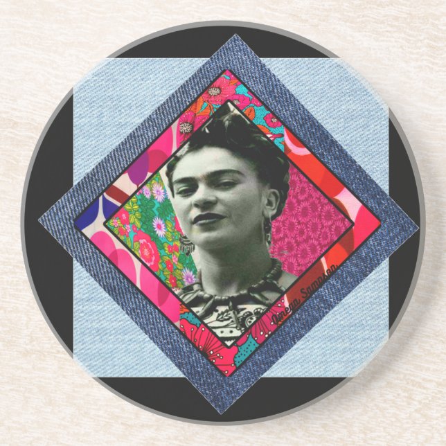 Frida Kahlo Retro Rosa Denim Underlägg (Framsidan)