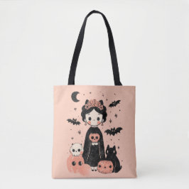 Frida Kahlo Rosa Pasteloween Spooky Cute Halloween Tygkasse