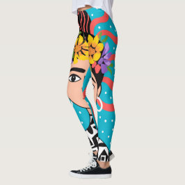 Frida Kahlo Sidovy Leggings - Artistic Face Yoga