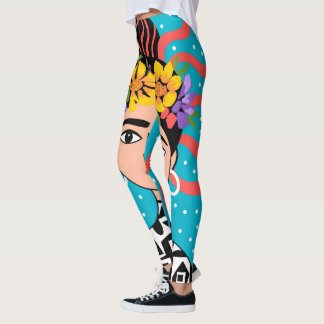 Frida Kahlo Sidovy Leggings - Artistic Face Yoga