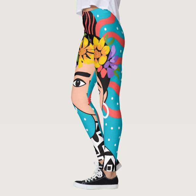 Frida Kahlo Sidovy Leggings - Artistic Face Yoga (Vänster)