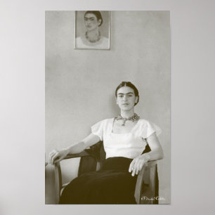 Frida Kahlo Sittat w/ Frida Painting Poster