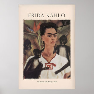 Frida Kahlo Självporträtt med apor Berömd Poster