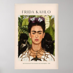 Frida Kahlo Självporträtt med törnekedja och Poster