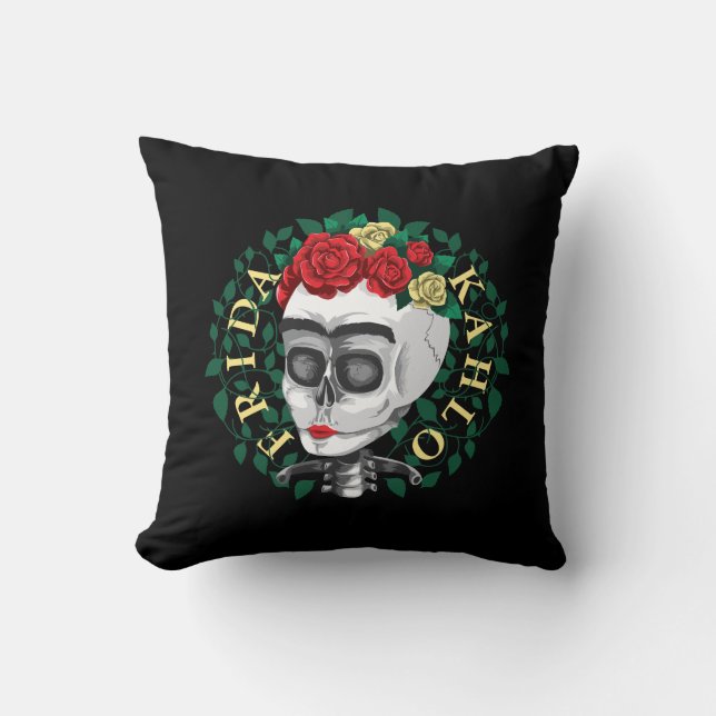 Frida Kahlo | skalle med rokronan Kudde (Framsida)