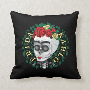 Frida Kahlo   skalle med rokronan Kudde