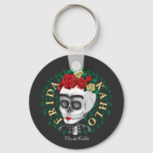 Frida Kahlo   Skull med Ro Krona Nyckelring