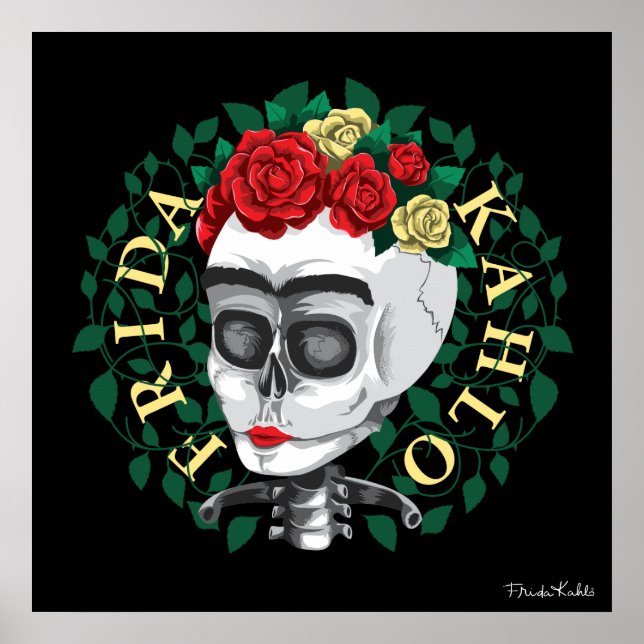 Frida Kahlo | Skull med Ro Krona Poster (Framsidan)