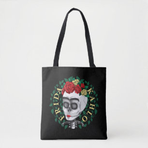 Frida Kahlo   Skull med Ro Krona Tygkasse