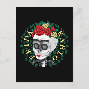 Frida Kahlo   Skull med Ro Krona Vykort