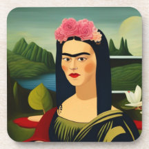 Frida Kahlo som Mona Lisa Hård Plastic Underlägg