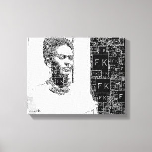 Frida Kahlo svartvitt porträtt Canvastryck