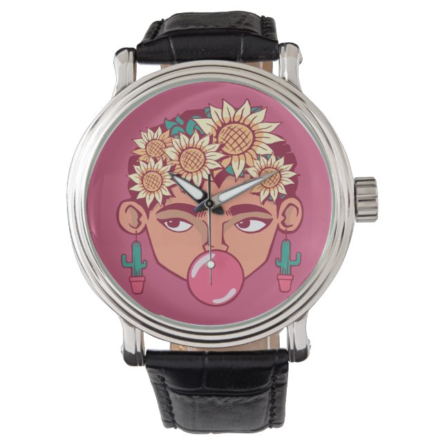 Frida Kahlo Tecknad Armbandsur (Framsida)