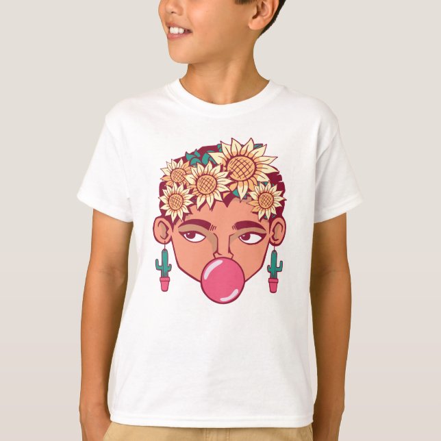 Frida Kahlo Tecknad T Shirt (Framsida)