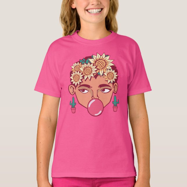 Frida Kahlo Tecknad T Shirt (Framsida)