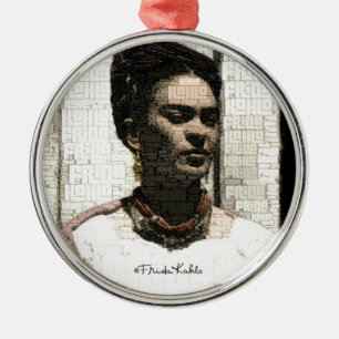 Frida Kahlo Textile Porträtt Julgransprydnad Metall
