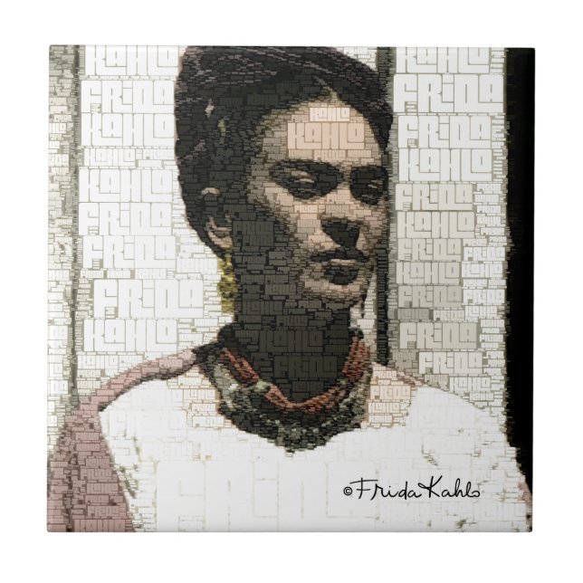 Frida Kahlo Textile Porträtt Kakelplatta (Framsidan)