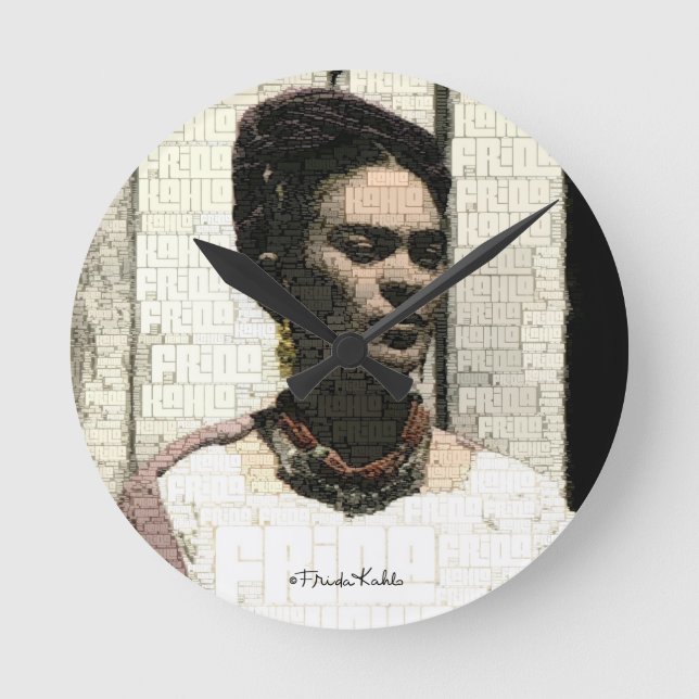 Frida Kahlo Textile Porträtt Rund Klocka (Framsida)