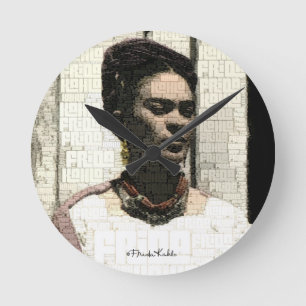 Frida Kahlo Textile Porträtt Rund Klocka