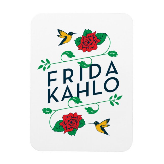 Frida Kahlo | Typografi för Blommigt Magnet (Vertikal)